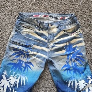 Rockstar Palm Tree Denim Shorts